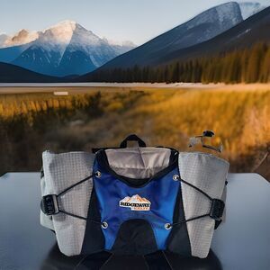 Kelty Ridgeway Hydration Waist Hiking Pack w/ 2 Water Bottles Blue Silver